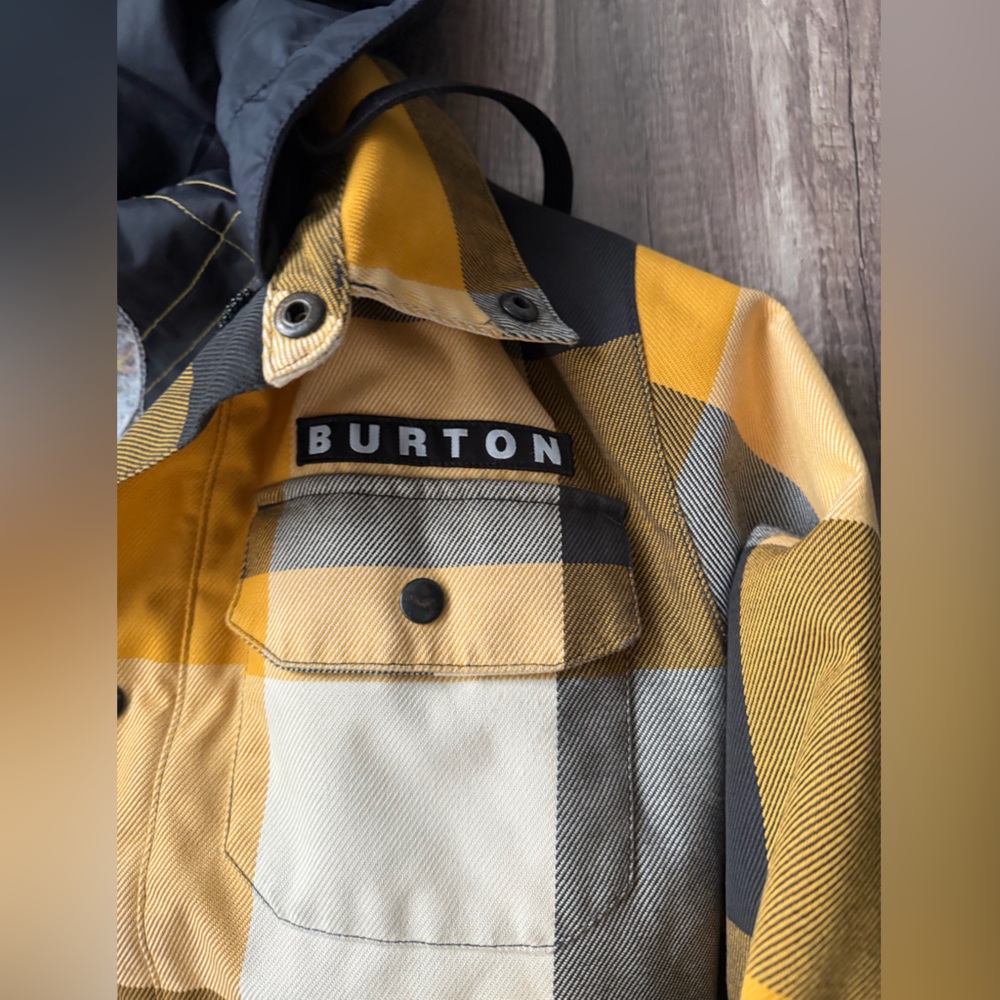 Burton Men’s Yellow and Gray Plaid Snowboard Jacket Small - Picture 5 of 7